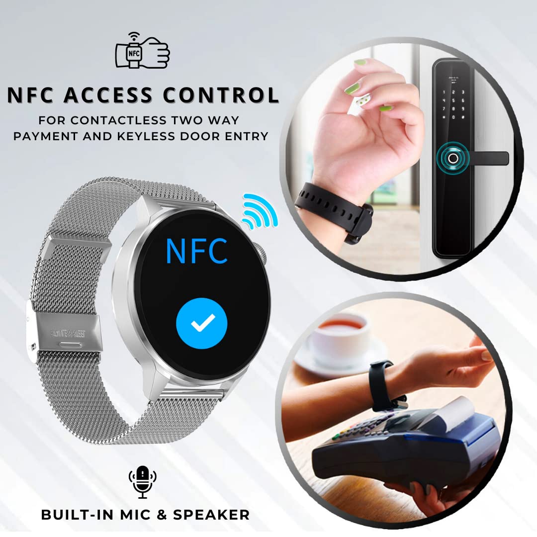 IZI Smart Plus Calling Fitness GPS Trajectory NFC Round Watch Grey Metal