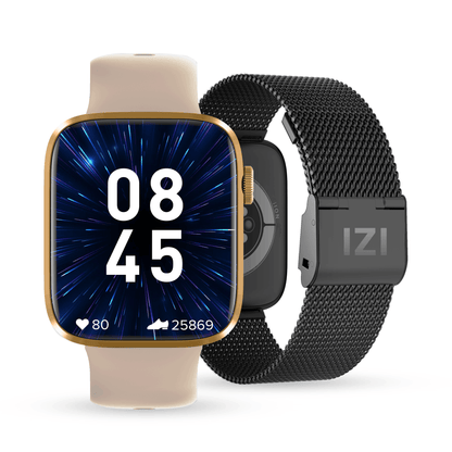 IZI Smart Pro 1.92"Retina Display Bluetooth Calling SmartWatch, Always on Display, AI Voice Assistant, Activity Tracker, ECG, SPO2, BP, 500+ WatchFaces, 5 Days Battery, 2 Premium Straps - IZI