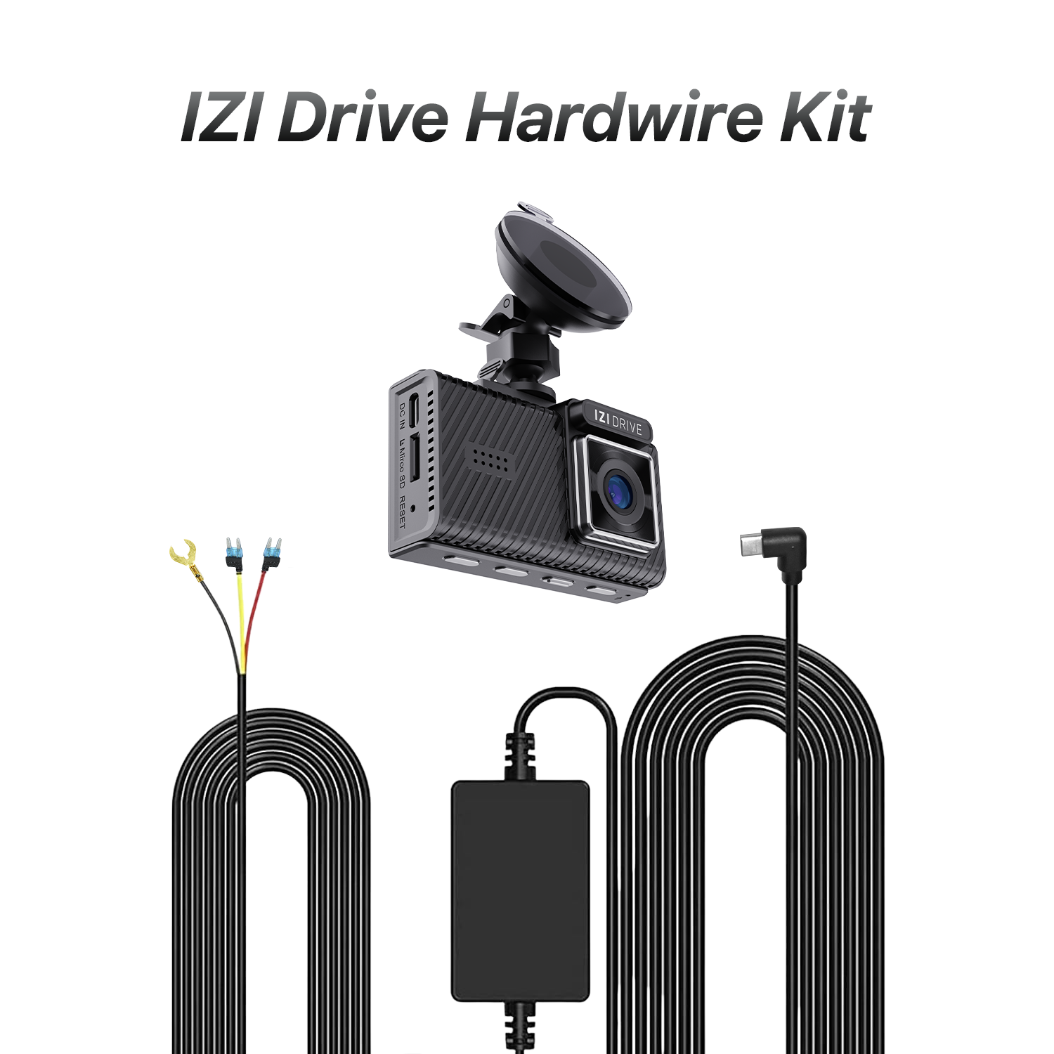 IZI DRIVE 4K Dash Camera with GPS, 3inch FHD Screen + IZI Drive Dash Cam USB Hardwire Cable Kit for 24 Hour Parking Monitoring Combo - izi-cart