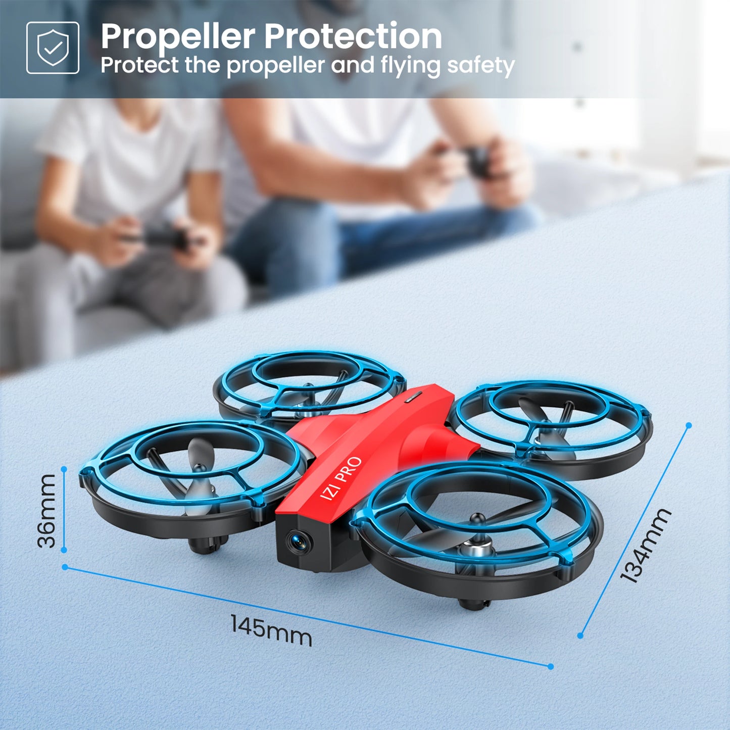 IZI PRO Nano Drone - 720P HD Camera, 2 Batteries, 360° Flip