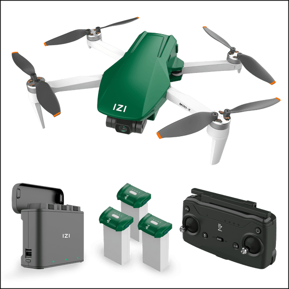 IZI Mini X Nano Fly More Combo 4K Camera Drone UHD 20MP Sony CMOS, 4KM Live Video, 93-min Flight Time, GPS, 3-Axis Gimbal, 10+ Flight Modes, 3 x Smart Battery, Fast Tri-Charger, Under 249g UAV - 1 Year Warranty