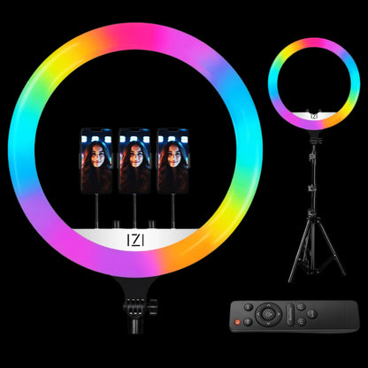 IZI RGB LED Ring Light 18 Inch with 7ft Foldable Tripod, 28+ Multicolor Mode, Anti Skid Base for YouTube, Live Steaming, Video Shoots