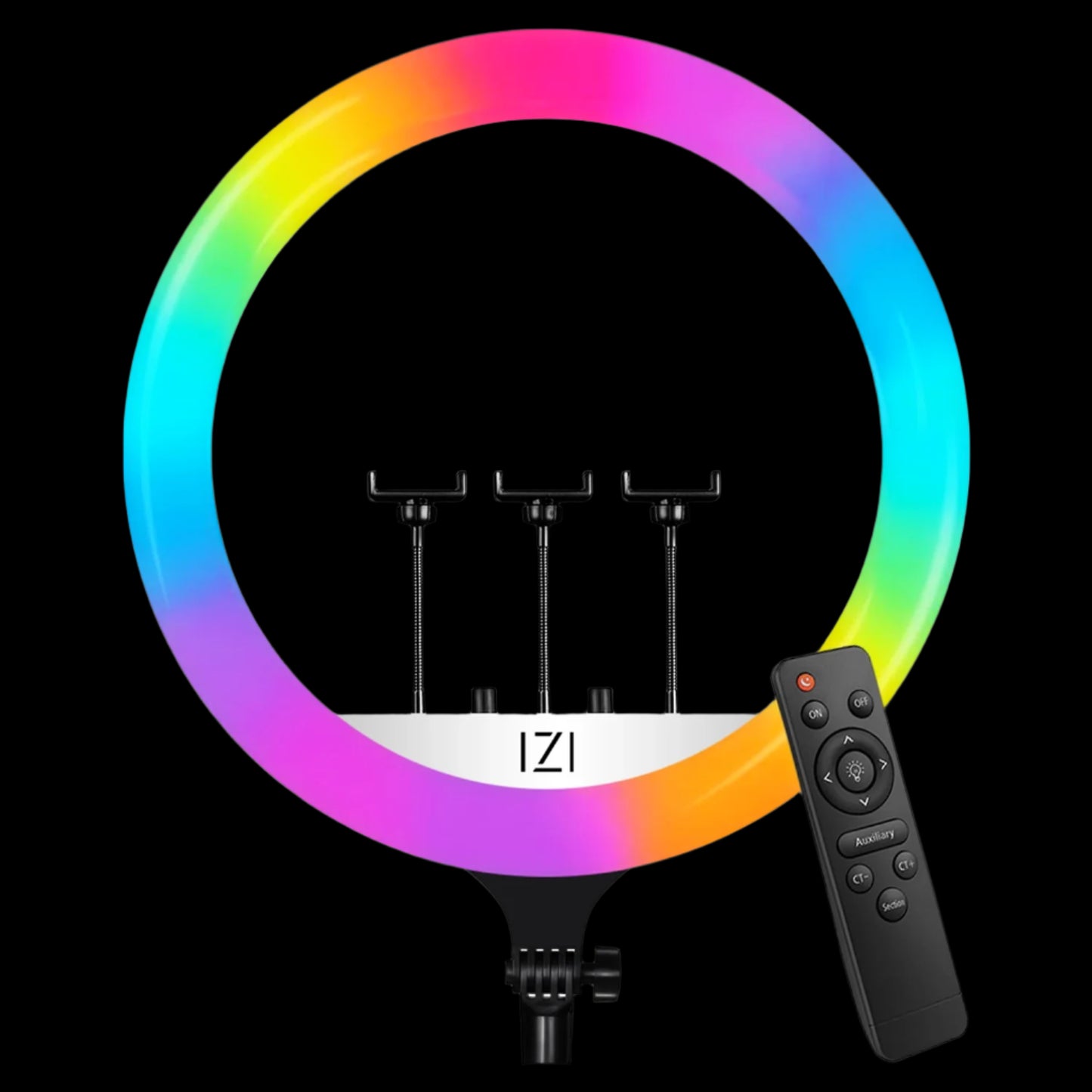 IZI RGB LED 18 Inch Ring Light, 28+ Multicolor Modes with Anti skid base for YouTube, Photo Video Shoots, Live Streaming, Makeup, iPhone/Android Phone & Camera Compatible, Without Tripod