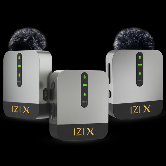 IZI X Dual Channel Wireless Microphone: 360° Omni, 120M Range, ANC, 15Hr Playback, Fast Charge