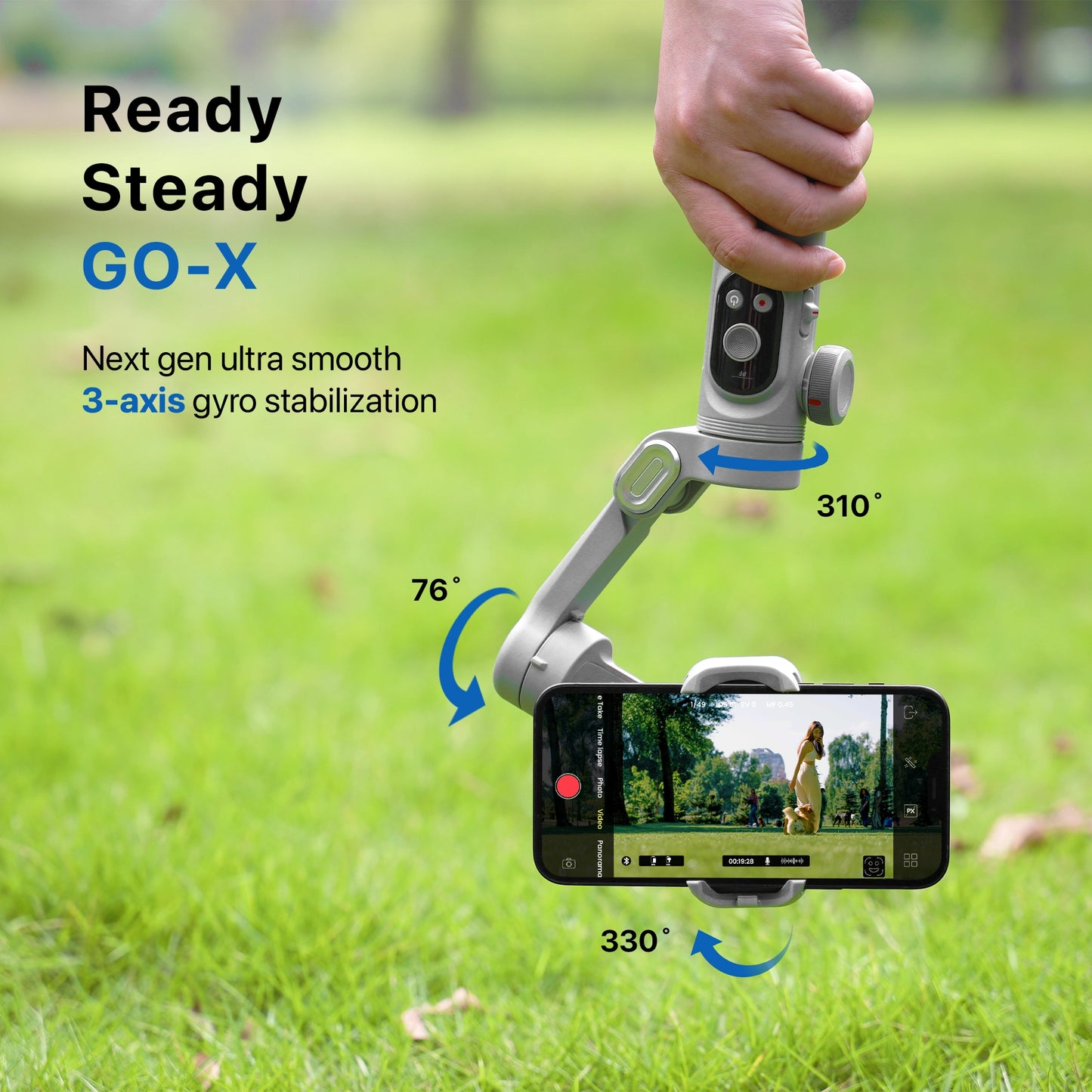 IZI GO-X 3-Axis Gimbal Online: OLED Display, LED Light, AI Tracking