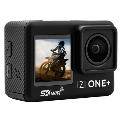 IZI ONE+ 5K Action Camera: Dual Screen, Waterproof, 48MP