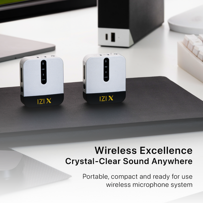 IZI X Wireless Microphone - 360° Omnidirectional, 120M Range, 15Hr Life