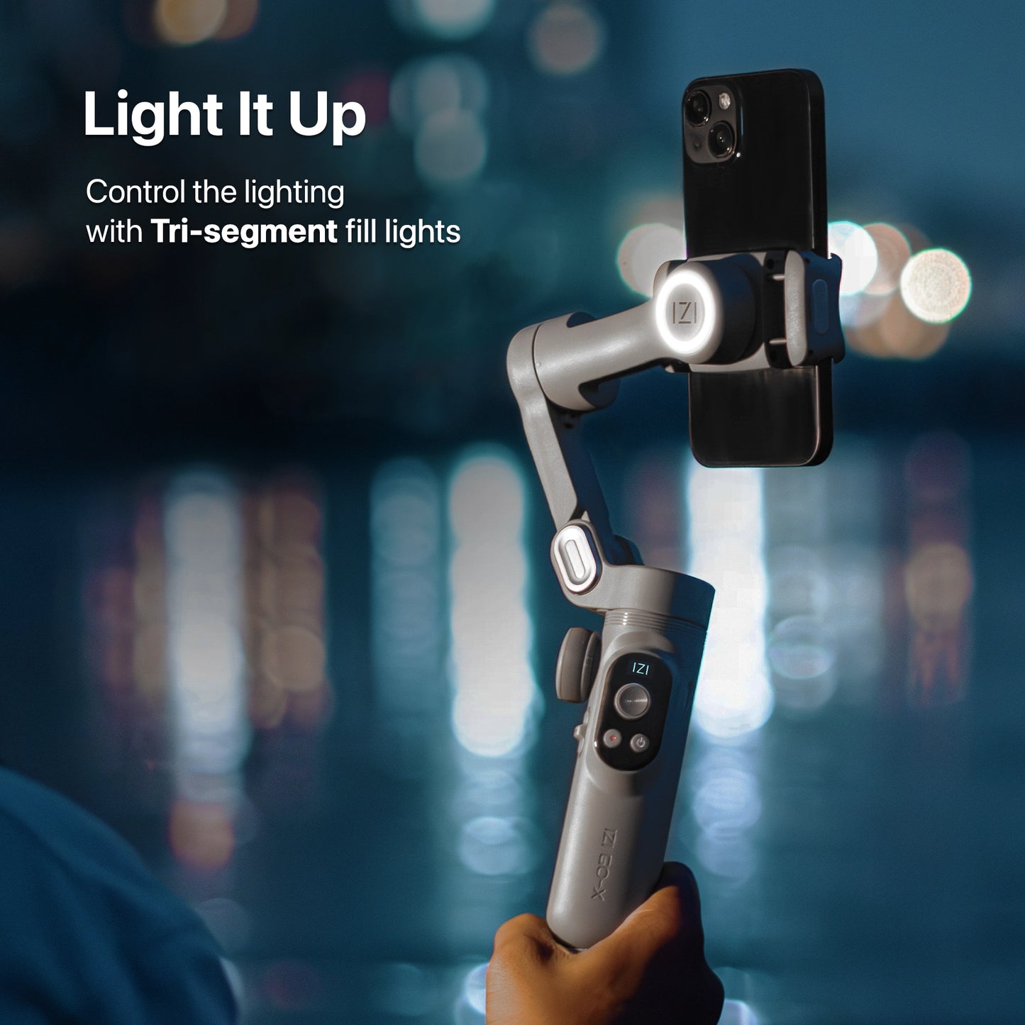 IZI GO-X 3-Axis Gimbal Online: OLED Display, LED Light, AI Tracking