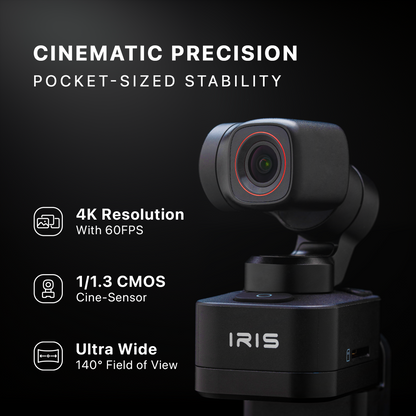 IZI IRIS Detachable Pocket Gimbal Camera, 512GB Storage Supported, 160mins Battery, AI Tracking