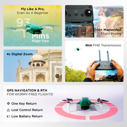 IZI Mini X Nano Fly More 4K Combo Drone - UHD 20MP, 93-min Flight, GPS