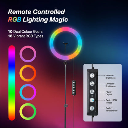 IZI RGB Ring Light 16 Inch with Tripod - 28+ Modes & 15 RGB Colors