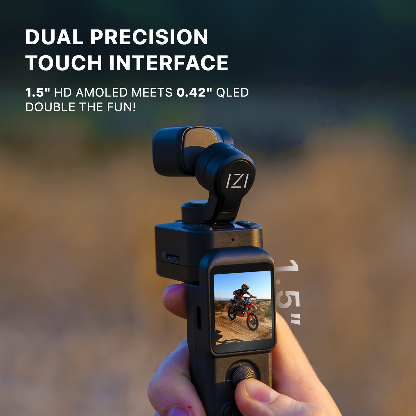 IZI IRIS Detachable Pocket Gimbal Camera, 512GB Storage Supported, 160mins Battery, AI Tracking