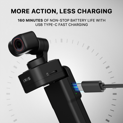 IZI IRIS Detachable Pocket Gimbal Camera, 512GB Storage Supported, 160mins Battery, AI Tracking