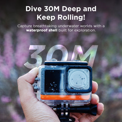 IZI One Lite 5K Action Camera - 4K 60FPS 50MP Ultra HD Moto Vlogging Action Cam, Dual Screen, EIS Stabilization, 170° Wide Angle, 30M Waterproof, 2-Battery - 180 mins action, 256GB SD Card Support