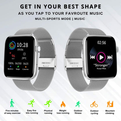 IZI Smart Calling Fitness Smartwatch | Ultra 3D Full Touch HD | Health Suite and Sports Tracking Mode | AI Voice Assistant | 200+ Watch Faces (Square + Grey Metal) - IZI