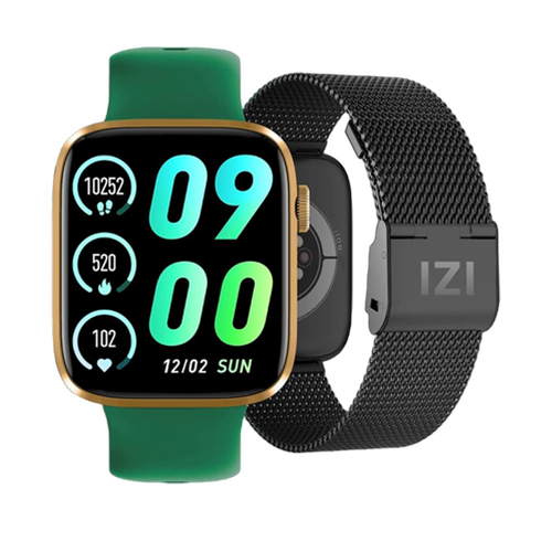 IZI Smart Pro 1.92" Smart Watch, Bluetooth Calling, AI Voice Assistant, Functional Crown, Multi Sports Mode, Activity Tracker, ECG, SPO2, BP, IP68, 500+ WatchFaces, 5 Days Battery, 2 Premium  - IZI